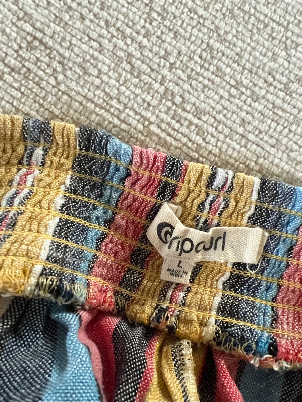 Rip Curl Women's Multicolor Striped Drawstring Beach Shorts - Picture 3 of 3